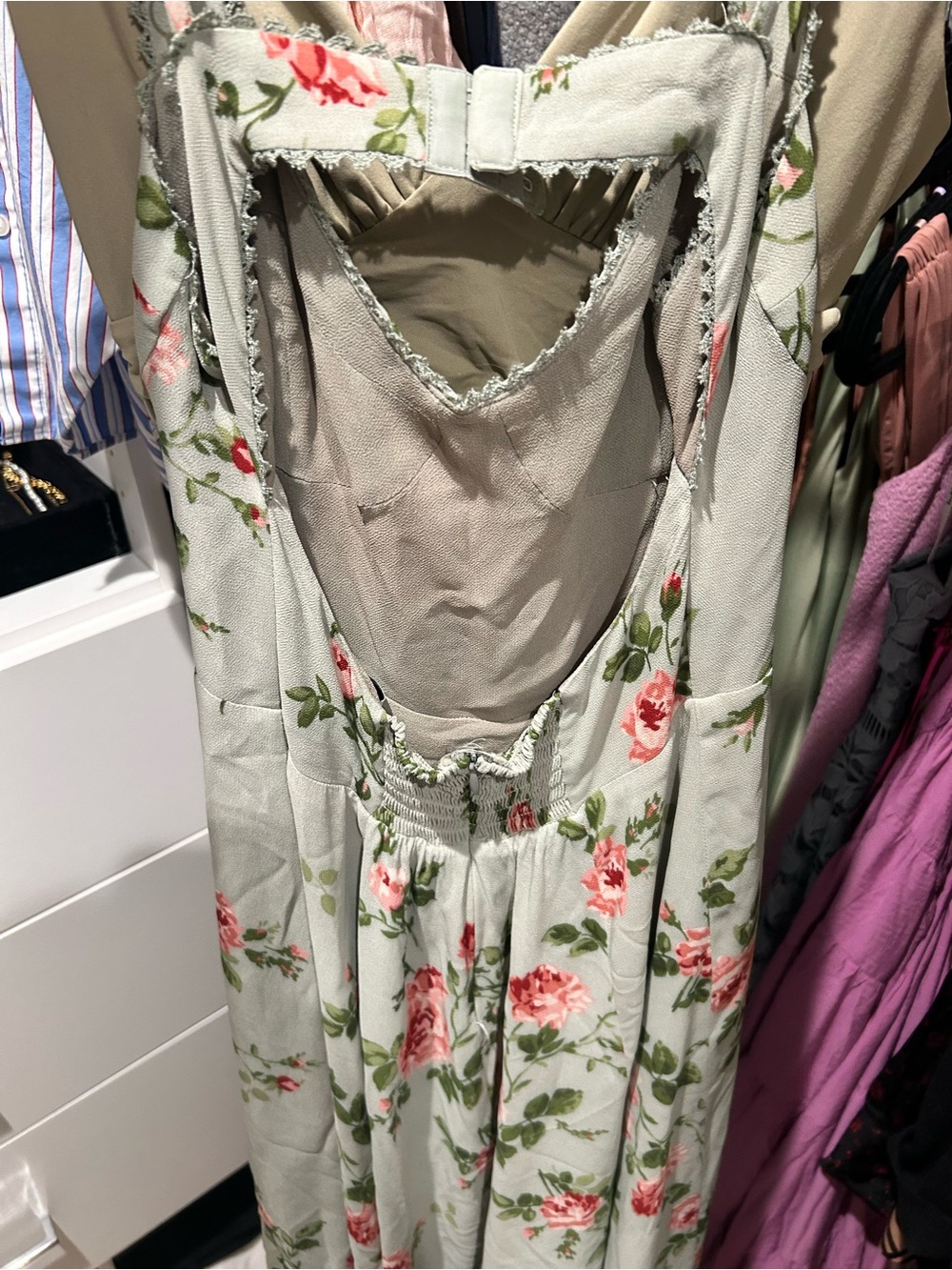 Reformation Sage Green Floral Midi Lela Dress - Picture 2 of 4